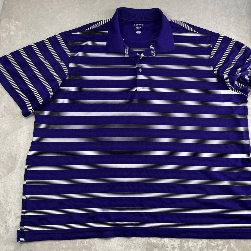 George Falls Creek Polo Shirt Men’s Lot 3XL Geometric Stripes Plaid Blue Golf - Picture 6 of 11